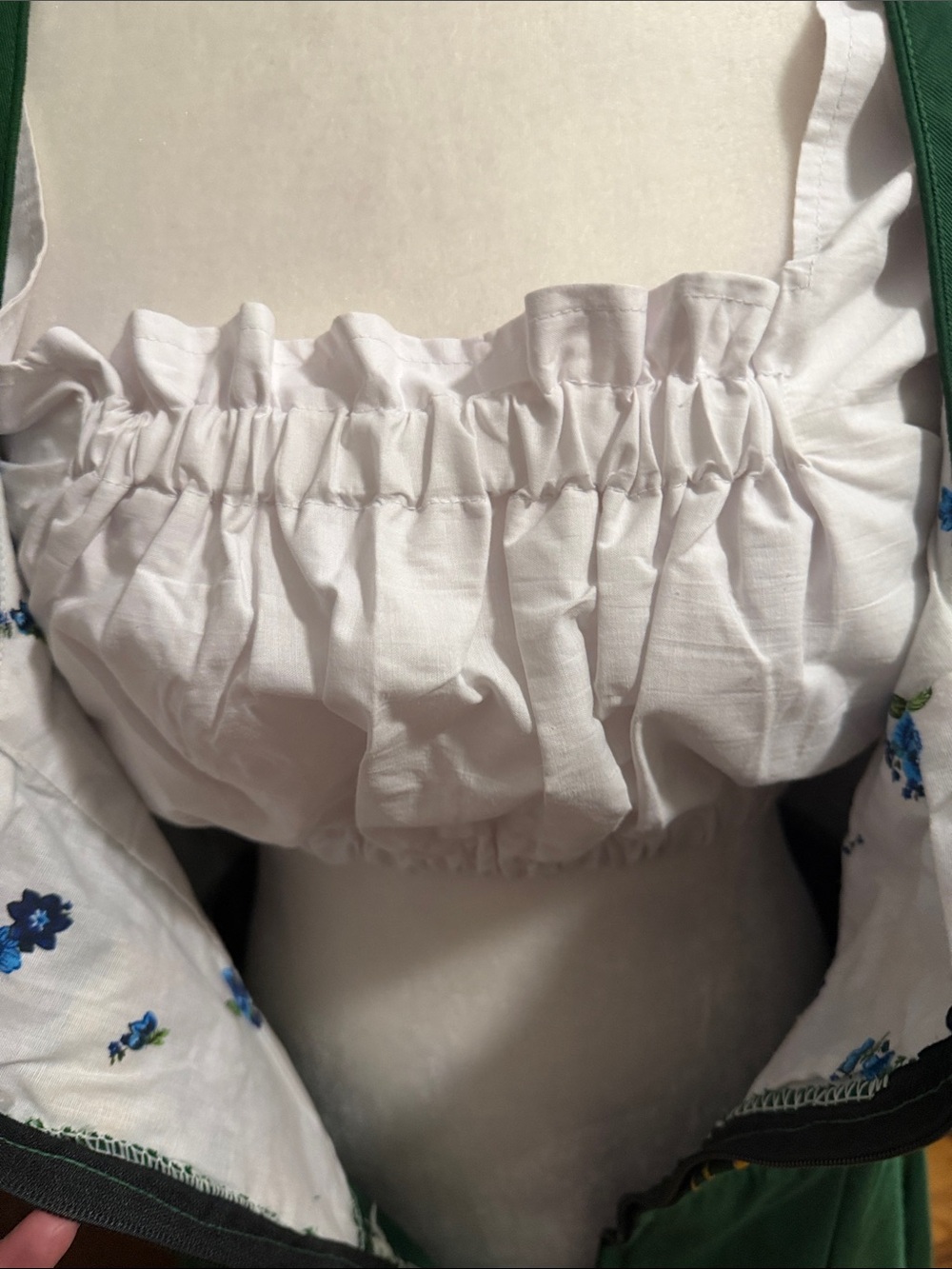 Green Embroidered Midi Dirndl Dress with White Blouse - Picture 3 of 7